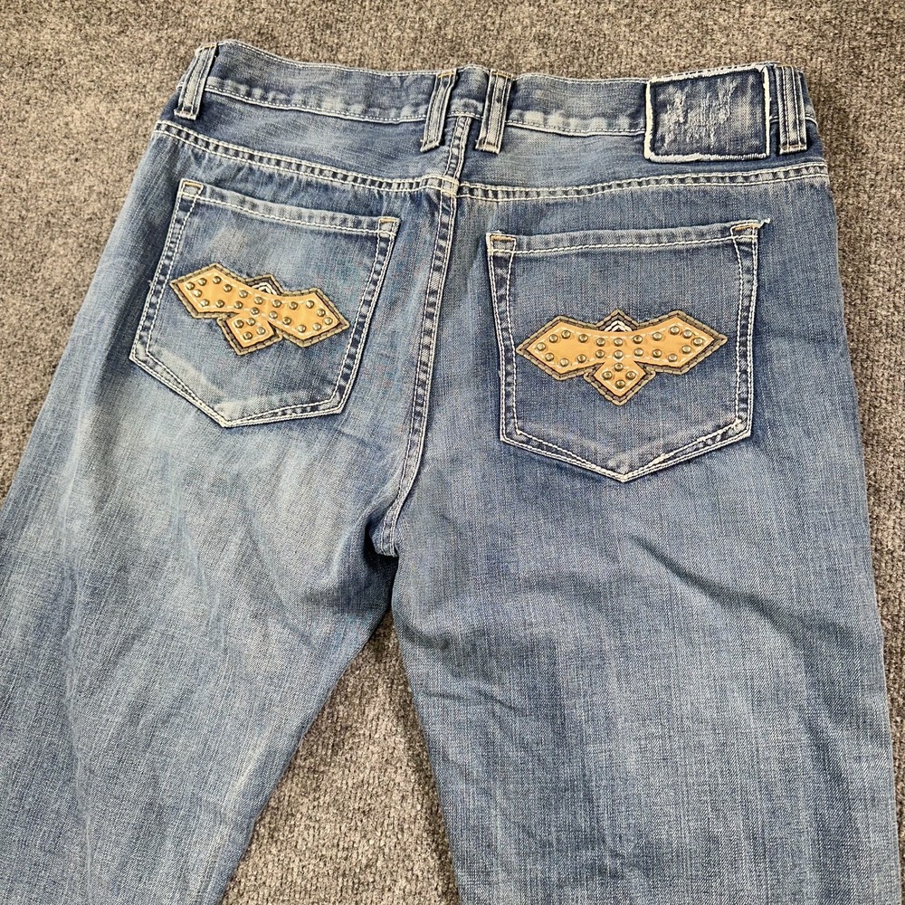 Vintage Helix Cross Jeans Mens 37x32 Relaxed Wide Bootcut Leg Opening 20"  Y2K